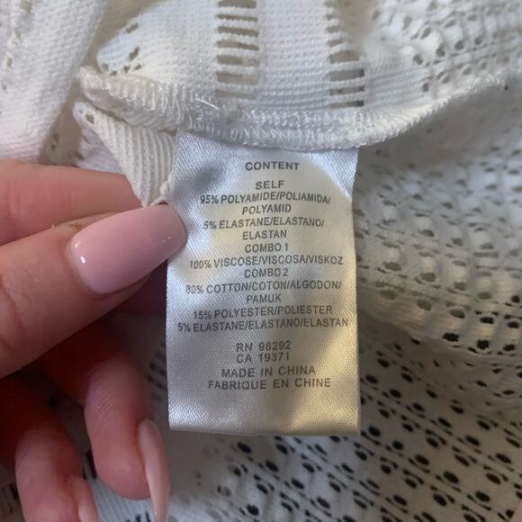 Tibi white long sleeve eyelete crewneck blouse size 0 - Picture 7 of 11